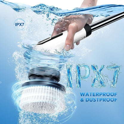 Cepillo Electrico Limpieza Hogar, Cepillo Limpieza Hogar Con 7 Cabezales Reemplazables Y Impermeable IPX7, Fregadora Giratoria Eléctrica, Cepillo Para Limpieza Del Hogar, Baño, Suelos, Azulejos