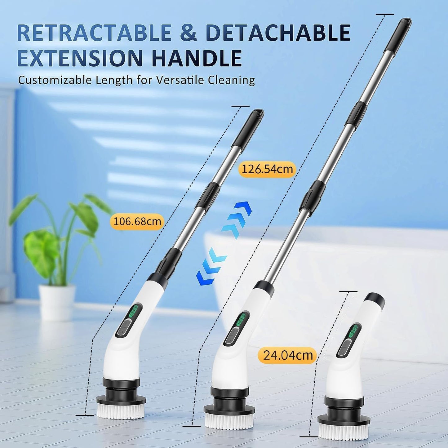 Cepillo Electrico Limpieza Hogar, Cepillo Limpieza Hogar Con 7 Cabezales Reemplazables Y Impermeable IPX7, Fregadora Giratoria Eléctrica, Cepillo Para Limpieza Del Hogar, Baño, Suelos, Azulejos